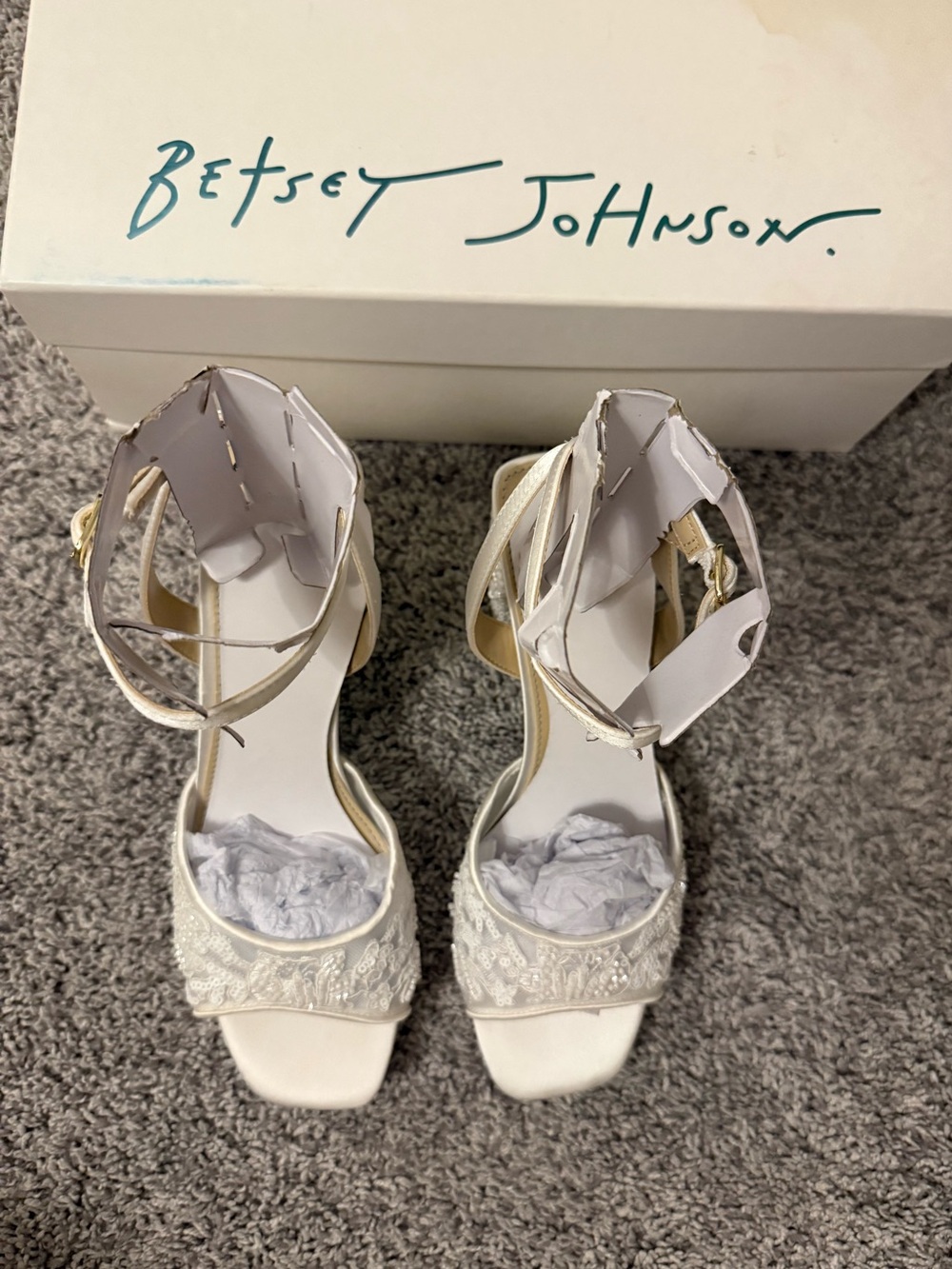 Betsey Johnson Junie Ivory Beaded Platform Heels | Bridal Heels | Size 6.5 - Picture 13 of 13